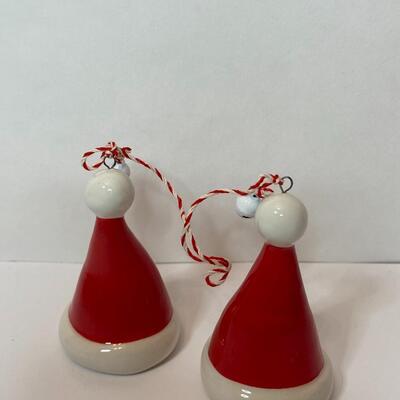 Lot 337: Vintage Mini Holiday Reindeer and Santa Hat Ornaments