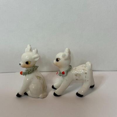 Lot 337: Vintage Mini Holiday Reindeer and Santa Hat Ornaments
