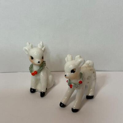 Lot 337: Vintage Mini Holiday Reindeer and Santa Hat Ornaments