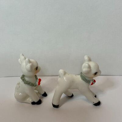 Lot 337: Vintage Mini Holiday Reindeer and Santa Hat Ornaments