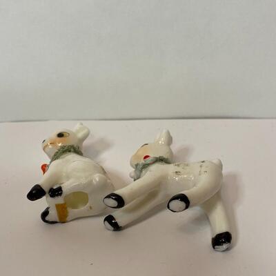 Lot 337: Vintage Mini Holiday Reindeer and Santa Hat Ornaments