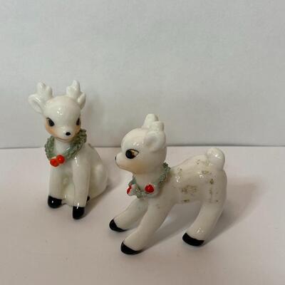 Lot 337: Vintage Mini Holiday Reindeer and Santa Hat Ornaments