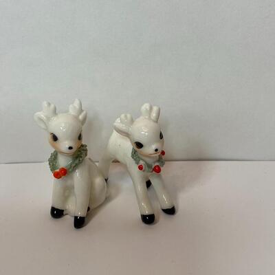 Lot 337: Vintage Mini Holiday Reindeer and Santa Hat Ornaments