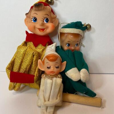 Lot 339: Three Vintage Christmas Elves/Knee Huggers