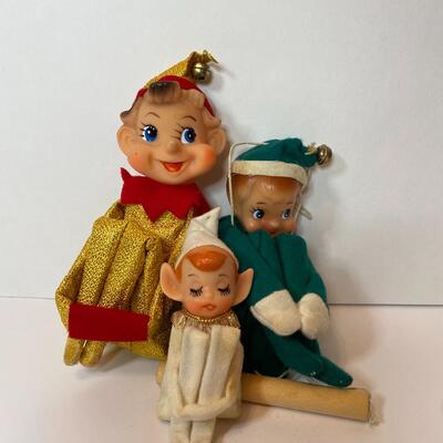 Lot 339: Three Vintage Christmas Elves/Knee Huggers