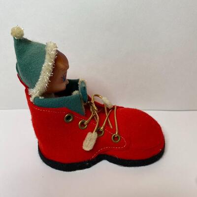 Lot 341: Vintage Japan Holiday Snowmen, Knee-hugger Elf in Shoe and More