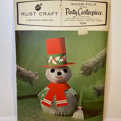 Lot 382: Vintage Christmas: New Snowman Centerpiece & Cardboard Cut-Outs