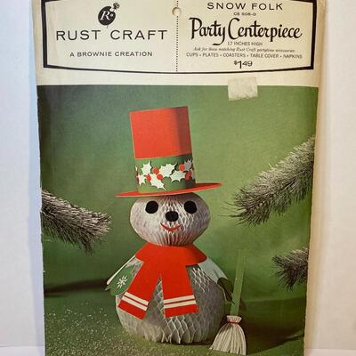 Lot 382: Vintage Christmas: New Snowman Centerpiece & Cardboard Cut-Outs
