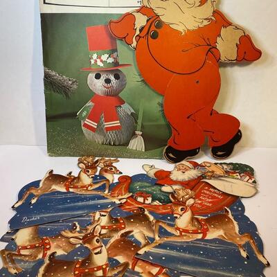 Lot 382: Vintage Christmas: New Snowman Centerpiece & Cardboard Cut-Outs