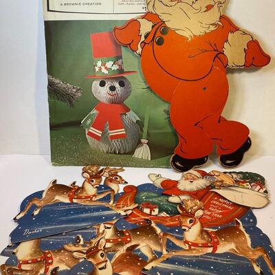 Lot 382: Vintage Christmas: New Snowman Centerpiece & Cardboard Cut-Outs