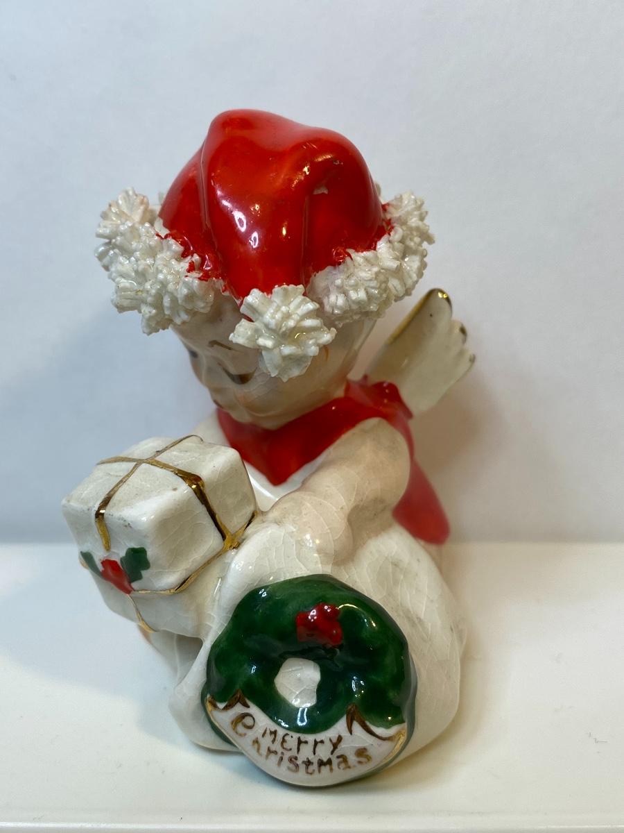 Lot 384: Vintage Napco Spaghetti Trim Santa & Angel | EstateSales.org