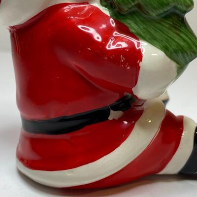 Lot 386: Vintage Christmas: Ceramic Santa's & Stocking Vase