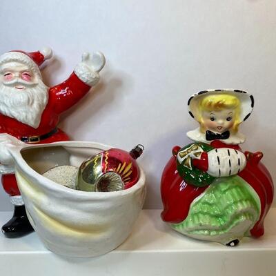 Lot 388: Vintage Christmas Planters/Candy Dishes & Ornaments