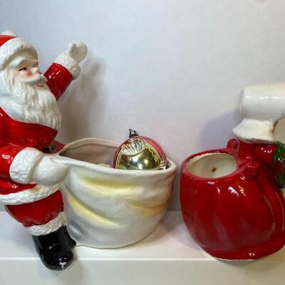 Lot 388: Vintage Christmas Planters/Candy Dishes & Ornaments