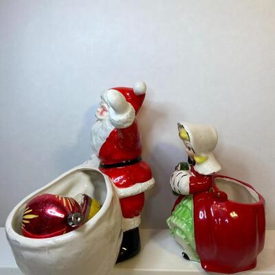Lot 388: Vintage Christmas Planters/Candy Dishes & Ornaments
