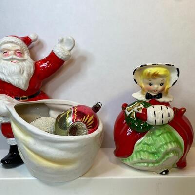 Lot 388: Vintage Christmas Planters/Candy Dishes & Ornaments