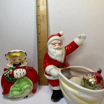 Lot 388: Vintage Christmas Planters/Candy Dishes & Ornaments