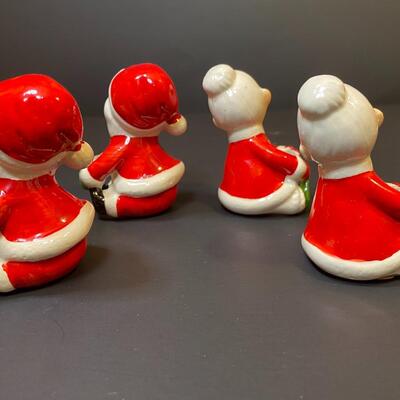 Lot 477: Vintage Japan Christmas Table: Salt/Pepper Sets, Candle Huggers & Holders, Napkin Rings