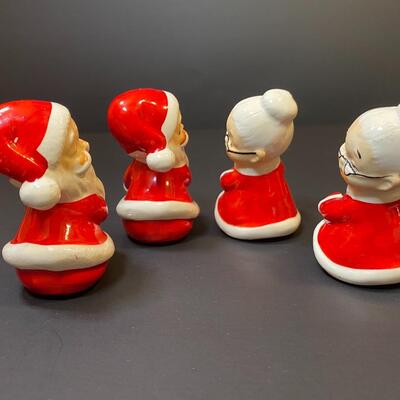Lot 477: Vintage Japan Christmas Table: Salt/Pepper Sets, Candle Huggers & Holders, Napkin Rings