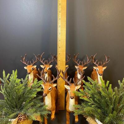 Lot 478: Christmas Decor: Furry Reindeer & Burlap Evergreens