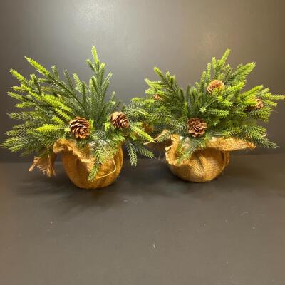 Lot 478: Christmas Decor: Furry Reindeer & Burlap Evergreens