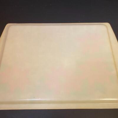 Lot 483: Vintage Poinsettia Serving Tray & Plastic White Reindeer