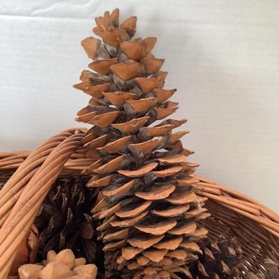 T189 Large Basket of Large Dried Pinecone