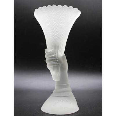 Antique 1876 Philadelphia Exposition Commemorative Frosted Glass Figurine Torch Vase