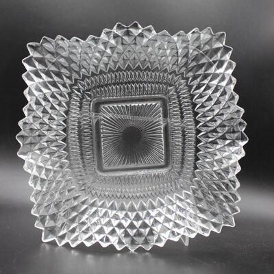 Vintage Lot of Depression Era Clear Glass Crimped Diamond Pattern Candy Dishes