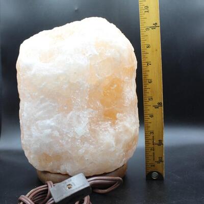 9 Inch Himalayan Crystal Rock Salt Lamp on Wooden Base