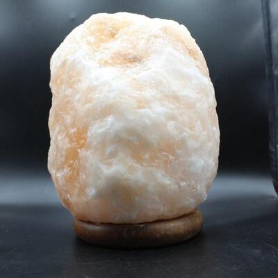 9 Inch Himalayan Crystal Rock Salt Lamp on Wooden Base
