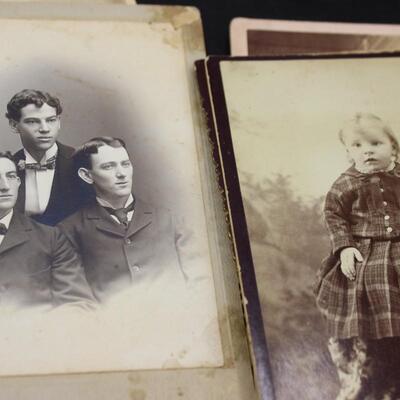 Lot of Antique 19th Century Photograph Studio Cabinet Cards Portraits of Children, Families, Couples, and Singles