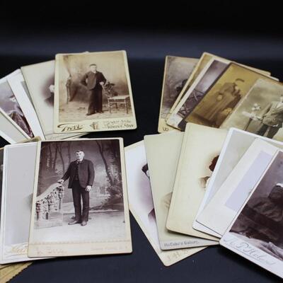 Lot of Antique 19th Century Studio and in Home Matted Photograph Cabinet Cards of Men, Women, Couples & More