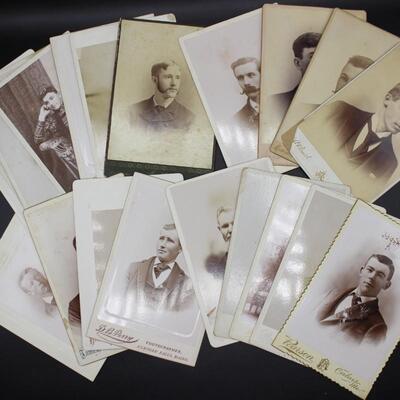 Lot of Antique 19th Century White & Sepia Matted Photograph Studio Portrait Cards of Men and Women