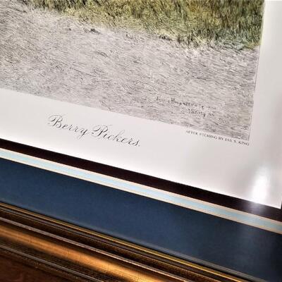 Lot #153  Large Framed Print  - "Berry Pickers"