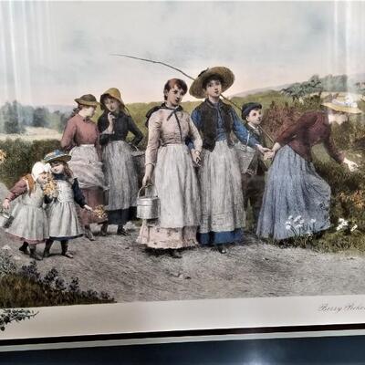 Lot #153  Large Framed Print  - "Berry Pickers"