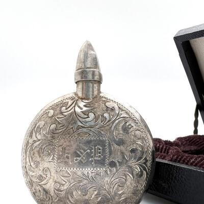 LOT 14 - Antique Victorian Sterling Silver Scent / Perfume Bottle