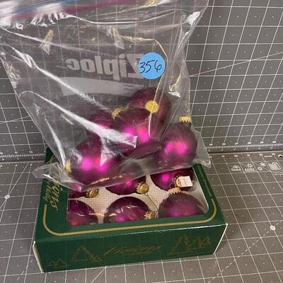 9 Satin Purple Ornaments (5- with no box)