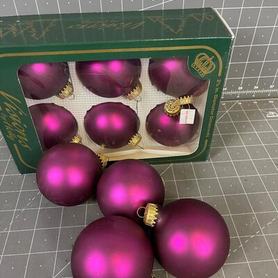9 Satin Purple Ornaments (5- with no box)