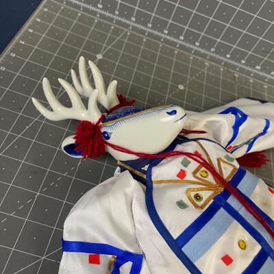 a Full 21" Blue Porcelain Reindeer Doll 