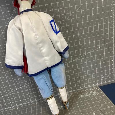 a Full 21" Blue Porcelain Reindeer Doll 