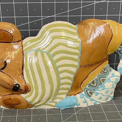 Ceramic Sleeping Christmas Bear by "Carryl Studio Pottery" 