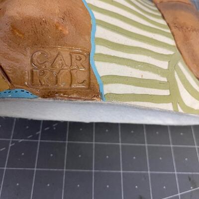 Ceramic Sleeping Christmas Bear by "Carryl Studio Pottery" 