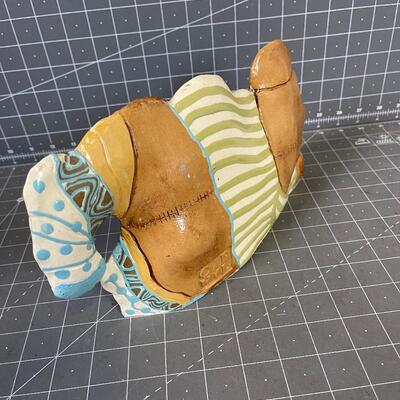 Ceramic Sleeping Christmas Bear by "Carryl Studio Pottery" 