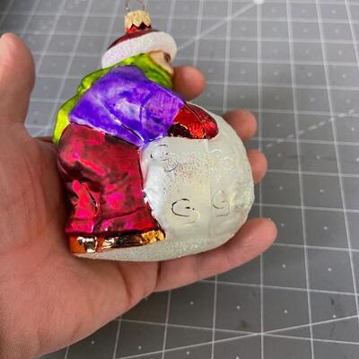 Little Boy Building Snowman Vintage GLASS RADKO 