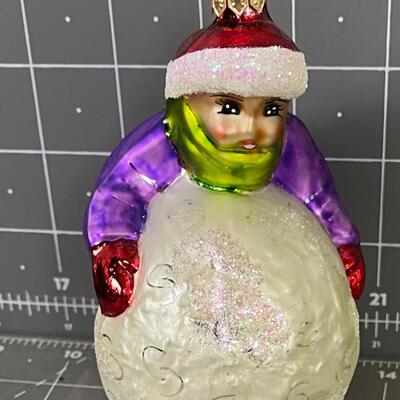 Little Boy Building Snowman Vintage GLASS RADKO 