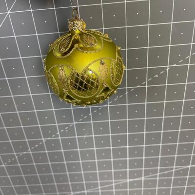 (3) Department 56 Made in Poland Ornament's Red, Green & Gold 