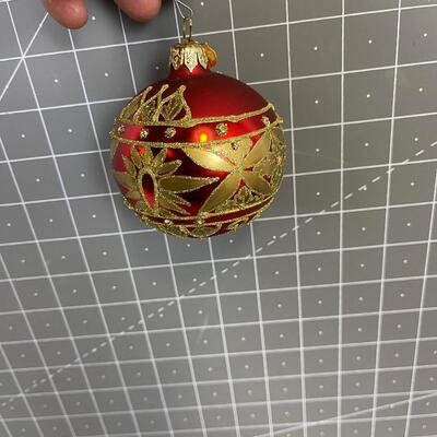 (3) Department 56 Made in Poland Ornament's Red, Green & Gold 