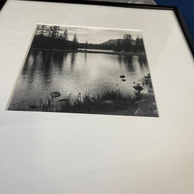 Vintage Black and White Photo of Mountain Lake 