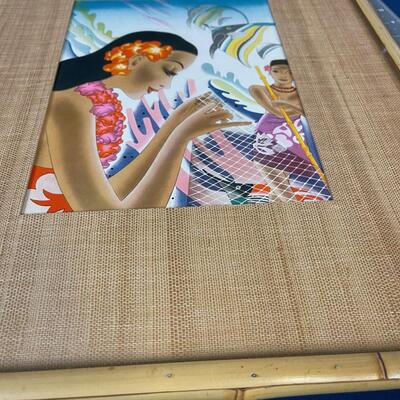 Hawaiian Woman Print in a Bamboo Frame 